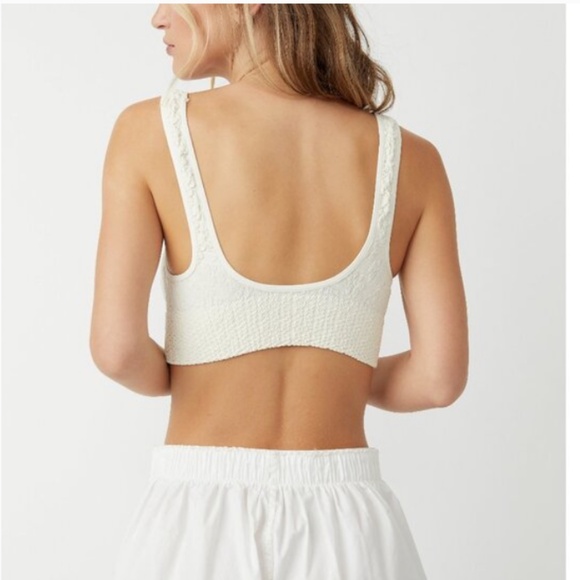 FP Intimatley Touch Of Love Bralette Ivory Floral Smocked M/L Medium Large Med L - Picture 4 of 6